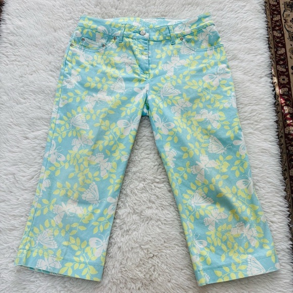 Lilly Pulitzer Butterflies/Leaves Print Cropped Pants size 4 - Picture 1 of 12